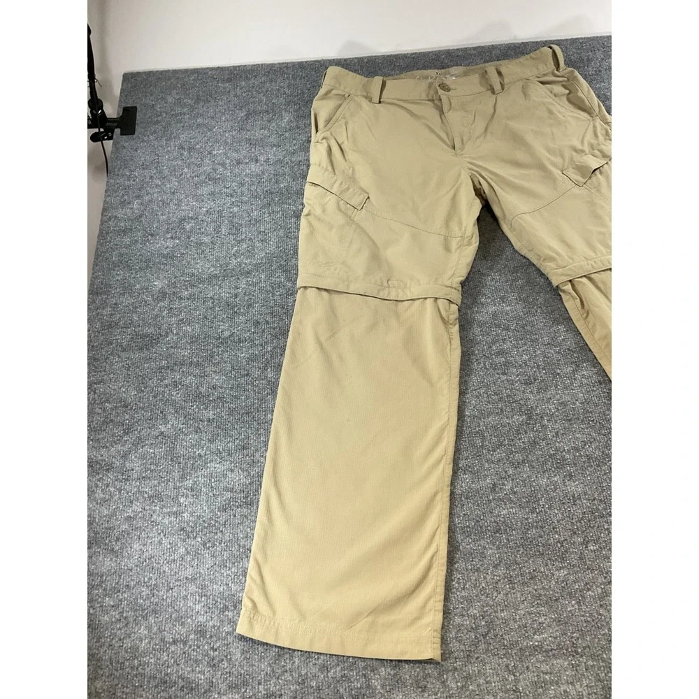 Under Armour Convertible Pants 38x32 Tan Khaki Zip Off Hiking Cargo Lightweight
